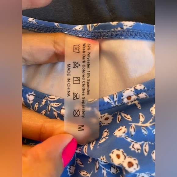 BLUE TWO PIECE BATHING SUIT WITH COVERUP - Picture 6 of 9